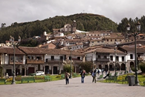 South America, Peru, Cuzco. A view of the hills from the square. (UNESCO World Heritage South America, Peru, Cuzco. A view of the hills from the square. (UNESCO World Heritage