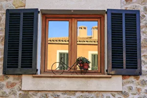 Spain, Balearic Islands, Mallorca. Esporles, Shuttered windows Spain, Balearic Islands, Mallorca. Esporles, Shuttered windows