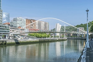 Spain, Bilbao, Zubizuri (Campo Volatin ) Bridge Over the Nervion River Spain, Bilbao, Zubizuri (Campo Volatin ) Bridge Over the Nervion River