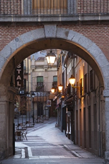 Spain, Castilla y Leon Region, Avila Province, Avila, Plaza del Mercado Chico, archway Spain, Castilla y Leon Region, Avila Province, Avila, Plaza del Mercado Chico, archway