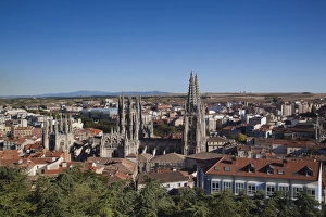 Spain, Castilla y Leon Region, Burgos Province, Burgos, Burgos Cathedral, elevated view Spain, Castilla y Leon Region, Burgos Province, Burgos, Burgos Cathedral, elevated view