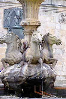 Spain, Santiago. Horseheaded fountain near Cathedral Santiago de Compostela Spain, Santiago. Horseheaded fountain near Cathedral Santiago de Compostela