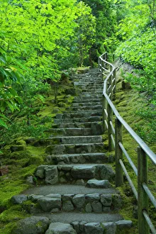 Stairs, Summer; Portland Japanese Garden; Portland; Oregon; USA Stairs, Summer; Portland Japanese Garden; Portland; Oregon; USA
