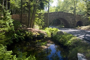 Stone carriage road bridge over Park Loop Road, Acadia National Park, Maine Stone carriage road bridge over Park Loop Road, Acadia National Park, Maine