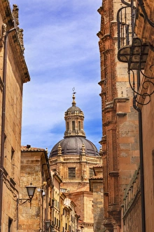Stone Dome New Salamanca Cathedral Street Spain. New Cathedral was built from 1513 to 1733 Stone Dome New Salamanca Cathedral Street Spain. New Cathedral was built from 1513 to 1733