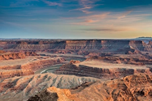 Sunset at Deadhorse Point State Park, view of Colorado river and Canyonlands National Sunset at Deadhorse Point State Park, view of Colorado river and Canyonlands National
