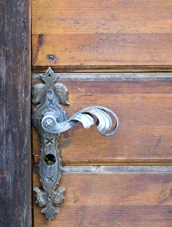 Switzerland, Zermatt, Old Town (Hinterdorf), oldest part of the village; door handle Switzerland, Zermatt, Old Town (Hinterdorf), oldest part of the village; door handle