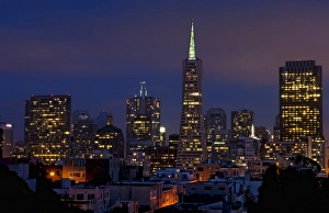 Taken from Coit Tower on Telegraph Hill, the city lights of San Francisco, California, at twilight Taken from Coit Tower on Telegraph Hill, the city lights of San Francisco, California, at twilight