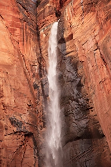 Temple of Sinawava Waterfall Red Rock Wall Zion Canyon National Park Utah Southwest Temple of Sinawava Waterfall Red Rock Wall Zion Canyon National Park Utah Southwest