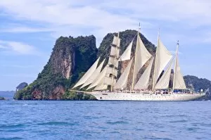 Images Dated 18th November 2004: Thailand, Andaman Sea. Star Fyer clipper ship in the Ao Phang Nga Islands in hte Andaman Sea