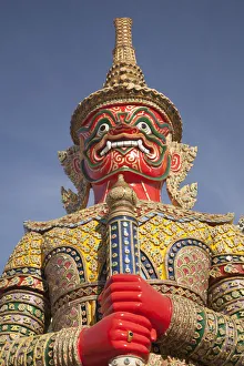 Thailand, Bangkok, warrior statue at Grand Palace, a complex of Buddhist temples Thailand, Bangkok, warrior statue at Grand Palace, a complex of Buddhist temples