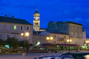 town by night, krk, croatia, eastern europe. balkan, europe town by night, krk, croatia, eastern europe. balkan, europe