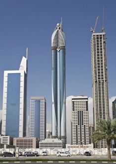 UAE, Dubai. Rose Tower and 21st Century Tower along Sheik Zayed Road UAE, Dubai. Rose Tower and 21st Century Tower along Sheik Zayed Road