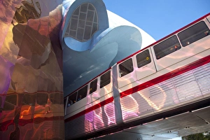 United States, Washington, Seattle, Monorail and Experience Music Project and Science United States, Washington, Seattle, Monorail and Experience Music Project and Science