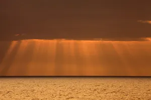 USA, Acadia National Park, Maine. Rays from morning sun along Ocean drive USA, Acadia National Park, Maine. Rays from morning sun along Ocean drive