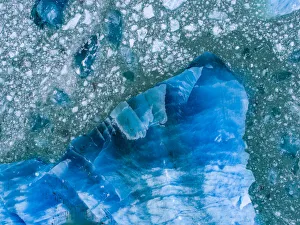 USA, Alaska, Aerial view of shattered icebergs floating near calving face of LeConte USA, Alaska, Aerial view of shattered icebergs floating near calving face of LeConte