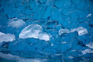 USA, Alaska, Close-up view of deep blue iceberg floating near calving face of LeConte USA, Alaska, Close-up view of deep blue iceberg floating near calving face of LeConte