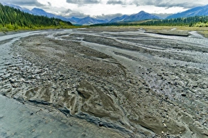 USA, Alaska, Denali, Denali National Park, Gravel bars in the Teklanika River USA, Alaska, Denali, Denali National Park, Gravel bars in the Teklanika River