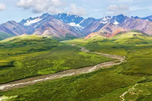 USA, Alaska, Denali National Park. Mountain landscape with Polychrome Pass. Credit as USA, Alaska, Denali National Park. Mountain landscape with Polychrome Pass. Credit as