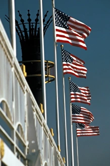 US National Symbols Prints: USA. American flags and smoke stack