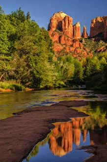 USA, Arizona. Cathedral Rock reflects in creek USA, Arizona. Cathedral Rock reflects in creek