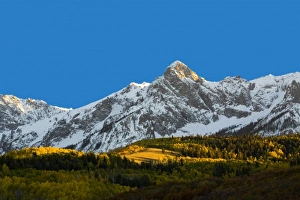 USA, Colorado, Dallas Divide, Sunset on Mt. Sneffles with Autumn Color USA, Colorado, Dallas Divide, Sunset on Mt. Sneffles with Autumn Color
