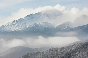 USA, Colorado. Morning winter storm above Pikes Peak USA, Colorado. Morning winter storm above Pikes Peak