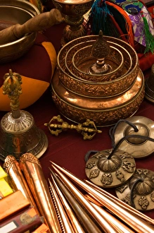 USA; Georgia; Savannah; Copper utensils used by Tibetan Monks USA; Georgia; Savannah; Copper utensils used by Tibetan Monks