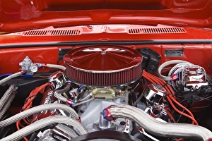 USA, Georgia, Savannah, Engine of car at car show USA, Georgia, Savannah, Engine of car at car show