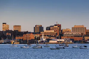 USA, Maine, skyline from South Portland at dawn USA, Maine, skyline from South Portland at dawn