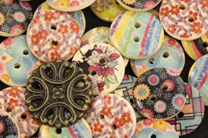 USA, Martinsville, Indiana. Macro of a pile of buttons USA, Martinsville, Indiana. Macro of a pile of buttons