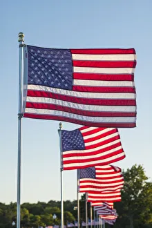 USA, Massachusetts, Cape Ann, Gloucester. US flags USA, Massachusetts, Cape Ann, Gloucester. US flags