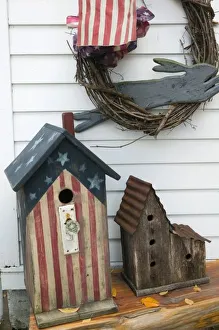 USA, Missouri, Herman: Patriotic Birdhouses, Local Crafts USA, Missouri, Herman: Patriotic Birdhouses, Local Crafts