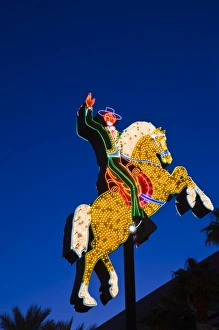 USA, Nevada, Las Vegas. Fremont East Area, neon sign from El Cortez casino, dusk USA, Nevada, Las Vegas. Fremont East Area, neon sign from El Cortez casino, dusk