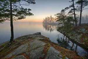 USA, New York State. April sunrise along the St. Lawrence River, Thousand Islands USA, New York State. April sunrise along the St. Lawrence River, Thousand Islands