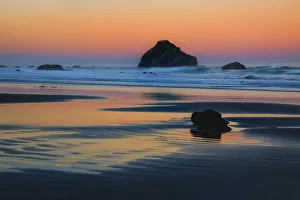 USA, Oregon, Bandon. Sunset on Face Rock sea stack USA, Oregon, Bandon. Sunset on Face Rock sea stack