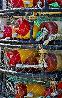 USA, Oregon, Garibaldi. Stacked crab pots on dock USA, Oregon, Garibaldi. Stacked crab pots on dock