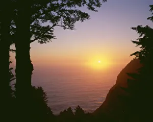 USA, Oregon. Oswald West State Park, summer sunset viewed from below Neahkanie Mountain USA, Oregon. Oswald West State Park, summer sunset viewed from below Neahkanie Mountain