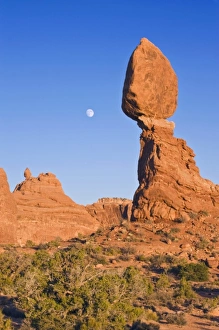 USA, UT, Arches NP, Moon Rising at Balanced rock USA, UT, Arches NP, Moon Rising at Balanced rock