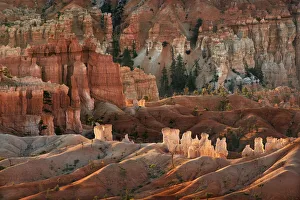 USA, Utah, Bryce Canyon National Park. Sunrise on sandstone hoodoo formations USA, Utah, Bryce Canyon National Park. Sunrise on sandstone hoodoo formations