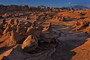 USA, Utah, Goblin Valley State Park. Sunrise on eroded sandstone formations USA, Utah, Goblin Valley State Park. Sunrise on eroded sandstone formations
