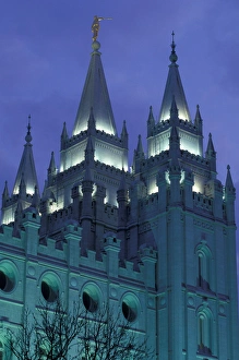 USA, Utah, Salt Lake City, Temple Square, Mormon Temple at dawn USA, Utah, Salt Lake City, Temple Square, Mormon Temple at dawn