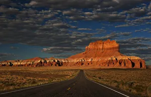 USA, Utah. Sunrise on highway into Wild Horse Butte USA, Utah. Sunrise on highway into Wild Horse Butte