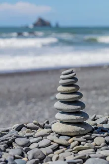 USA, Washington, Olympic National Park. Stacked beach rocks USA, Washington, Olympic National Park. Stacked beach rocks