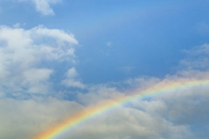 USA, Washington, Seabeck. Rainbow in light rainfall USA, Washington, Seabeck. Rainbow in light rainfall