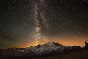 USA, Washington State, Mt. Rainier National Park. Milky Way over Mt. Rainier in summer USA, Washington State, Mt. Rainier National Park. Milky Way over Mt. Rainier in summer