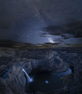 USA, Washington State. Palouse Falls and the Milky Way. Palouse Falls State Park USA, Washington State. Palouse Falls and the Milky Way. Palouse Falls State Park