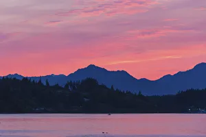 USA, Washington State, Puget Sound. Dramatic sunset over Olympic Mountains and Kitsap USA, Washington State, Puget Sound. Dramatic sunset over Olympic Mountains and Kitsap