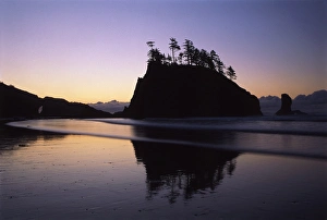 USA, Washington State, Second Beach, Olympic National Park, Sea Stacks reflected USA, Washington State, Second Beach, Olympic National Park, Sea Stacks reflected