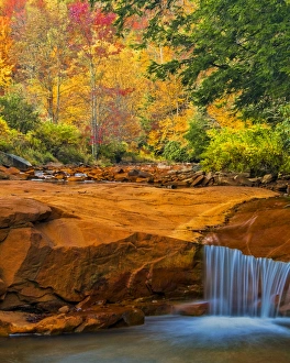 USA, West Virginia, Douglass Falls. Waterfall over rock outcrop USA, West Virginia, Douglass Falls. Waterfall over rock outcrop